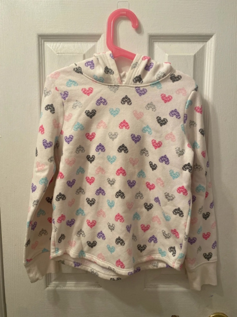 jumping beans Cream Hoodie with Multicolor Heart Print